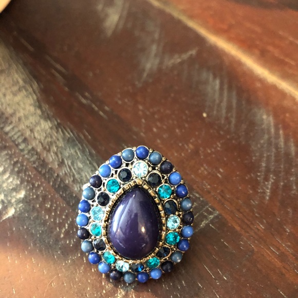 Blues/turquise statement ring - Picture 4 of 6